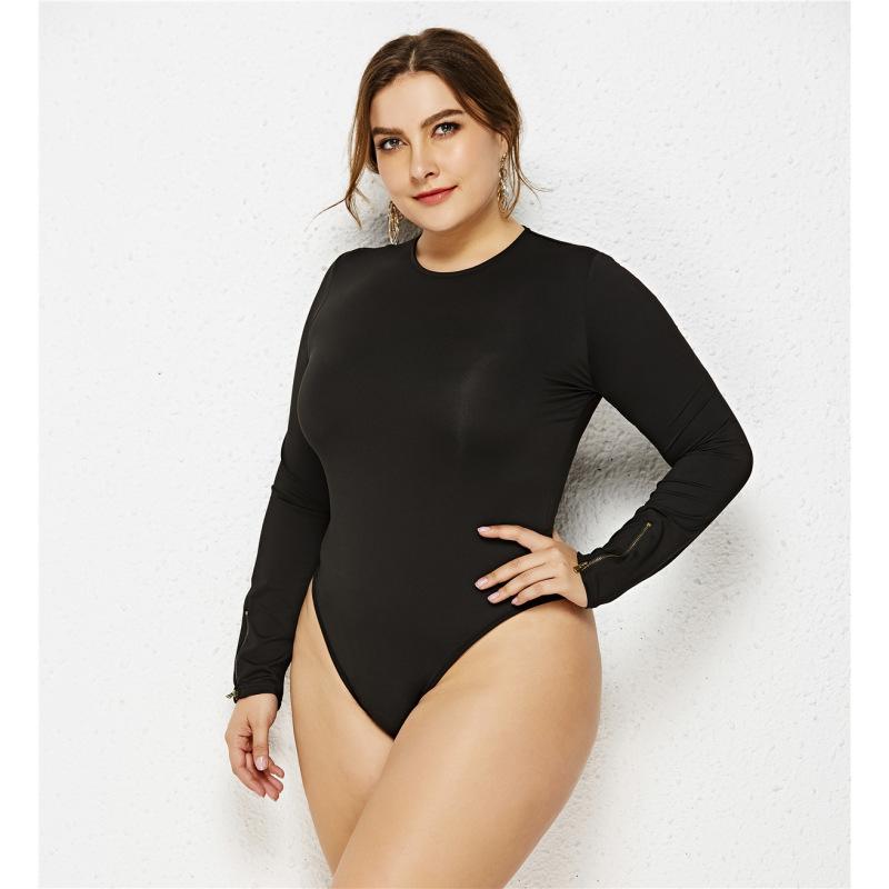 Женский цельный сплошной цвет с длинными рукавами, сексуальный комбинезон с защитой от воздействия больших размеров