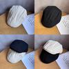 Elegant Retro English Beret With Short Brim And Solid Color Design For Outings