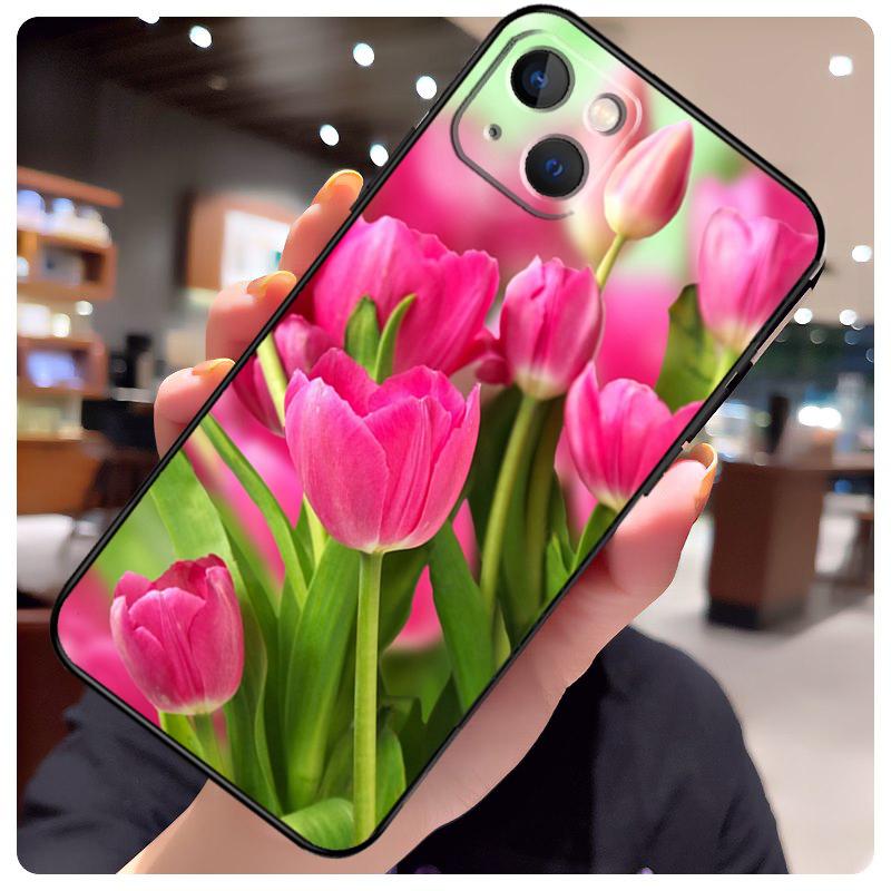 Цветочный чехол с тюльпанами для iPhone 13 Pro Max 16 15 11 12 14 17 Pro Max mini 15 16 Plus 16e 17 Air Чехол для телефона