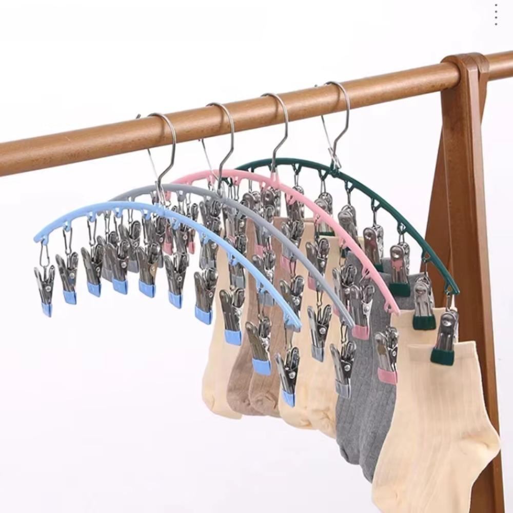 Windproof Curved Hanger With 10 Hold Clips Closet Organizer Yoga Pants Hanger for Clothing Store