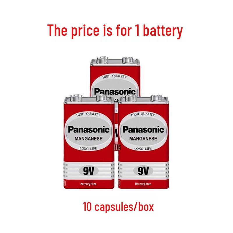 Panasonic 9V Carbon Battery 6F22, Suitable for Multimeters, Microphones, Remote Controls, and Toys