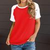 Женская летняя повседневная цветная свободная футболка с круглым вырезом и рукавами реглан с короткими рукавами