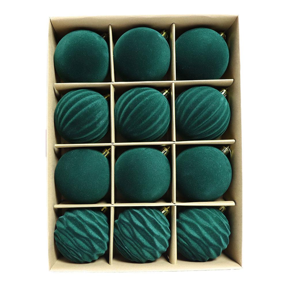 12 шт./коробка Красные Темно-бархатные Рождественские Шары Украшение для Рождественской Елки Подвесные Шары Украшения Плюшевый Шар Рождественский Декор