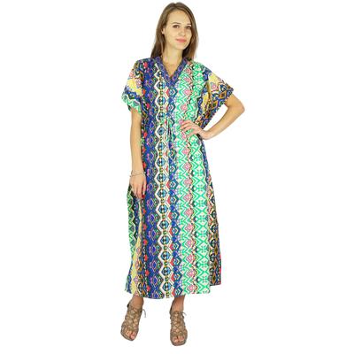Bohemian Dress Печатный хлопковый кафтан Макси Ночная одежда Кафтан