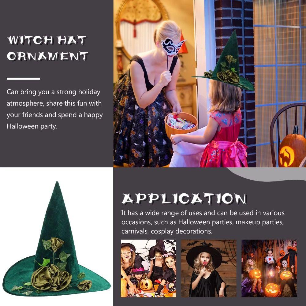 Flower Green Witch Hat Festival Atmosphere Halloween Witch Hat Portable Halloween Costume