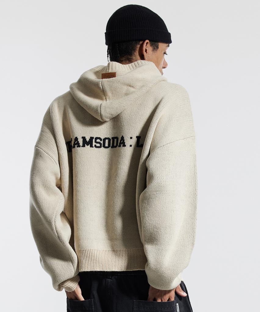 CREAM SODA LAB Cl Washed Graphic Jacquard Hoodie Knit Beige