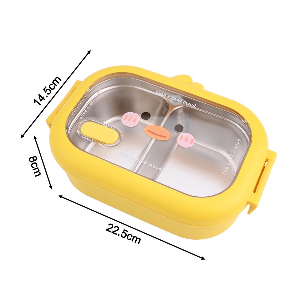 Cute Duck Stainless Steel Lunch Container 2 Compartments Leak Proof Design Perfect for Children's Meals Anywhere