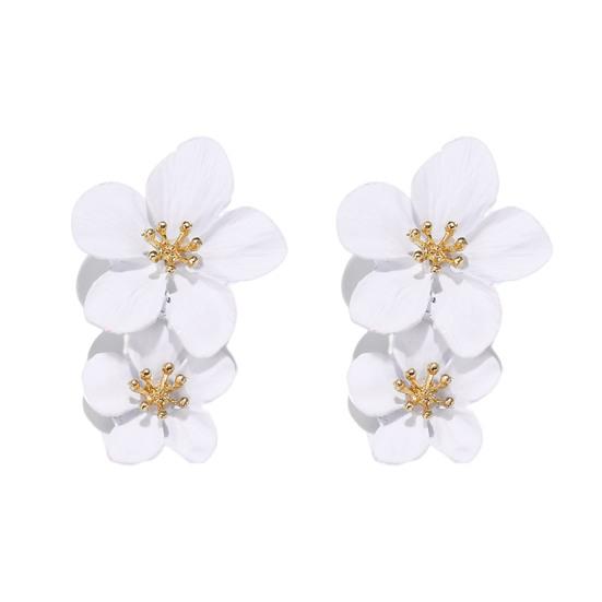 1 Pair Ear Studs Trendy Non-allergic Exquisite Elegant Double Layer Flower Design Women Earrings
