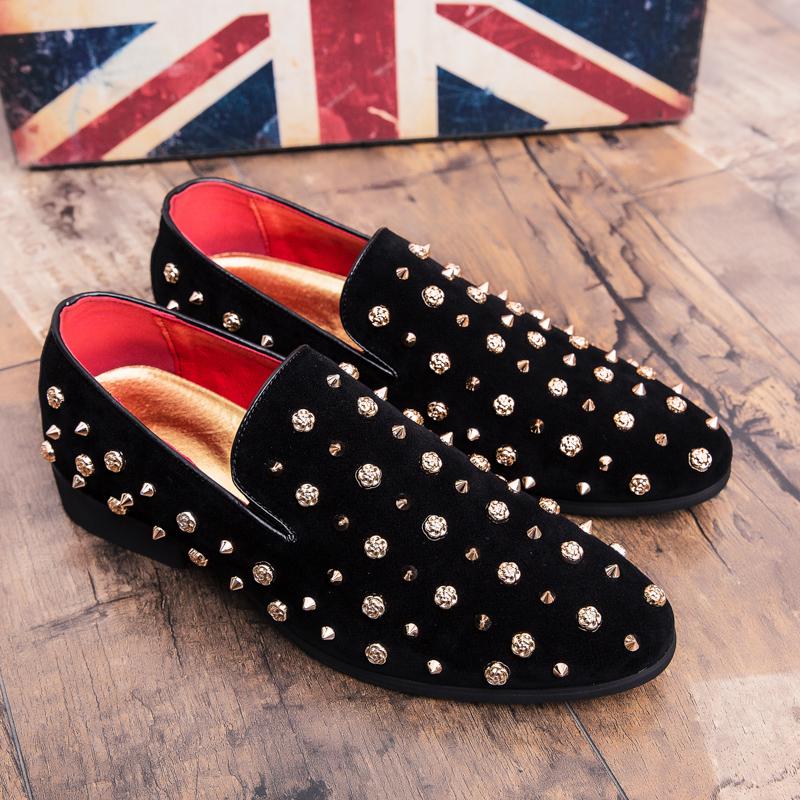 2024 Новые Брендовые Черные Шипы Мужские Лоферы Роскошные Туфли Джинсовые И Металлические Блестки Высокого Качества Повседневная Мужская Обувь Свадебные Туфли На Плоской Подошве