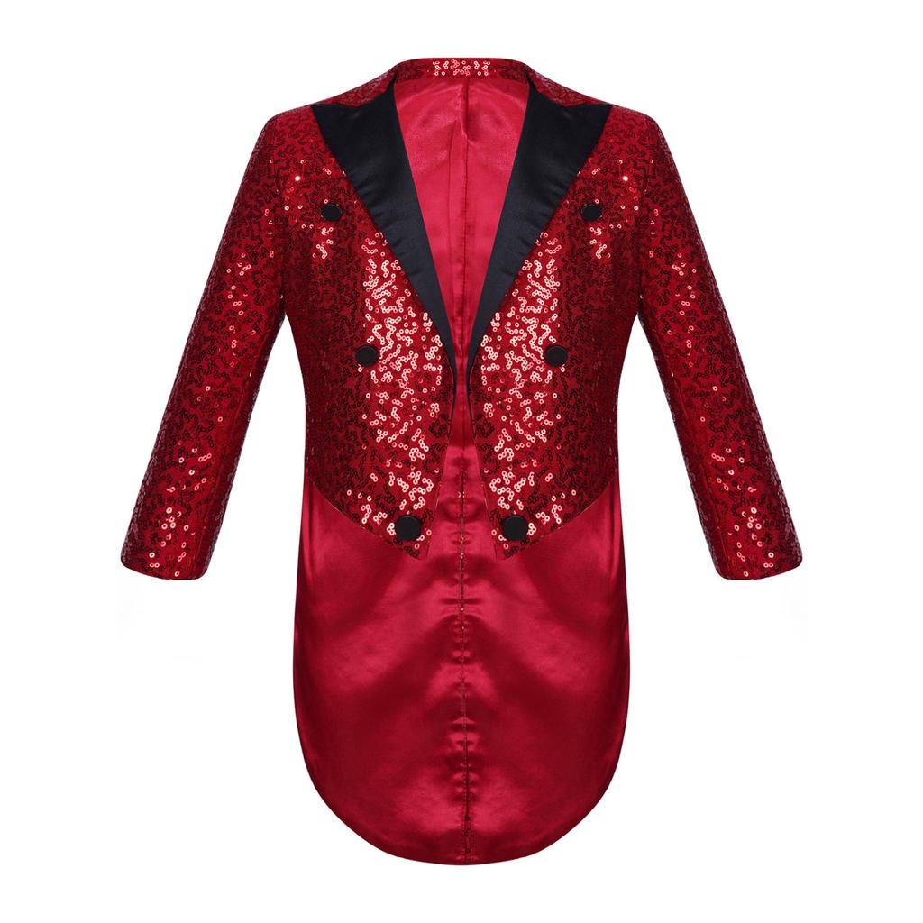 Детский фрак с блестками для мальчиков, детские костюмы джентльмена, блейзер для магических представлений, официальный костюм, свадебное платье для мальчика, пальто