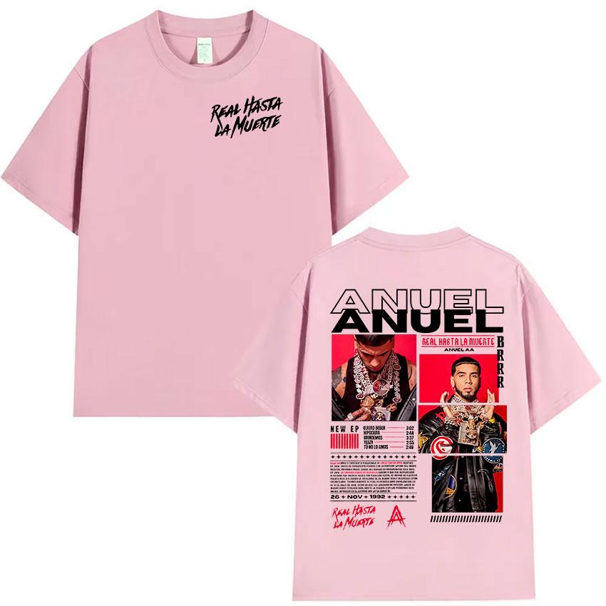 Rapper Anuel AA Real Hasta La Muerte Tour 2025 New Album T Shirts Mens Hip Hop Gothic TShirts 100 Cotton Short Sleeve TShirt