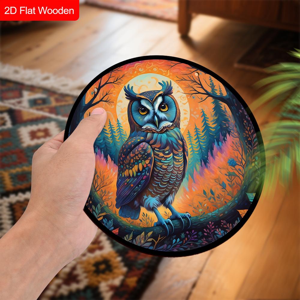 4 Different Styles of Russian Wooden Sign with Owls Pattern, Round Sign for Front Door, Wall Hanging Decor, Ideal Gift for Friend & Family