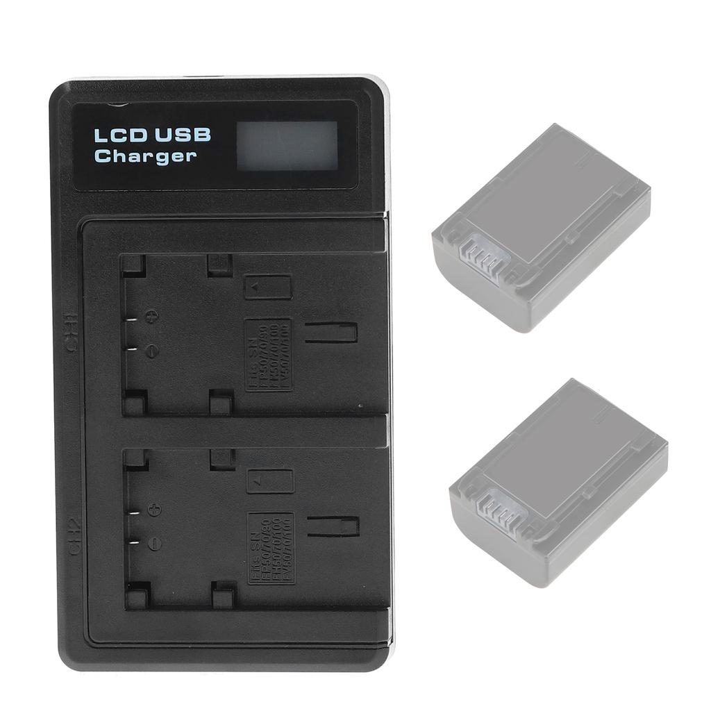 Plastic Battery Charger with LCD Display Camera Battery Double Charging for NP‑FV100