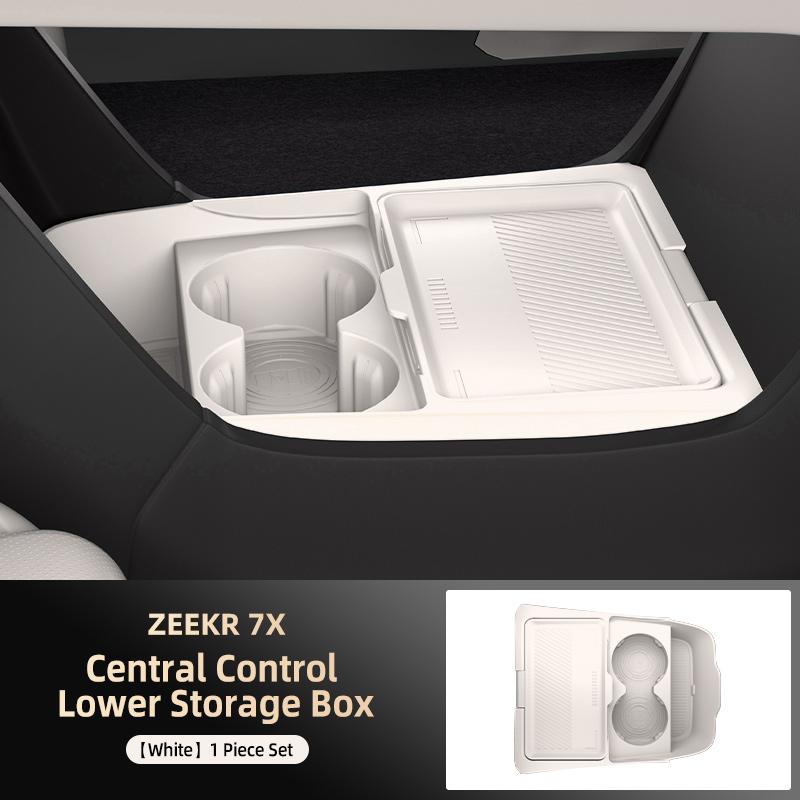 Для ZEEKR 8X 2025 Центральный ящик для хранения, Двухслойный водонепроницаемый нескользящий автомобильный органайзер с крышкой для конфиденциальности