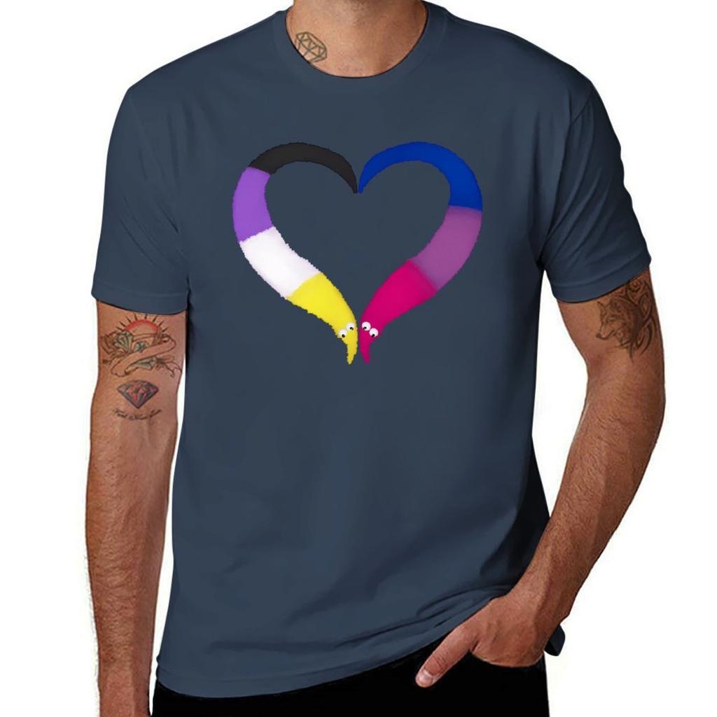 Nonbinary Bi Worm On A String Heart Tshirt Christmas Theme Tee Top