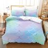Laser Gradual Change Fish Scale 3D Digital Printing Three-Piece Set, Quilt Cover Pillowcase Home Textile Bed Sheet Kit