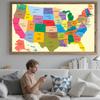 Без рамки, Карта Соединенных Штатов - Административная карта, для классной комнаты, студенческой комнаты и дома, Декор для стен, Туристические принадлежности