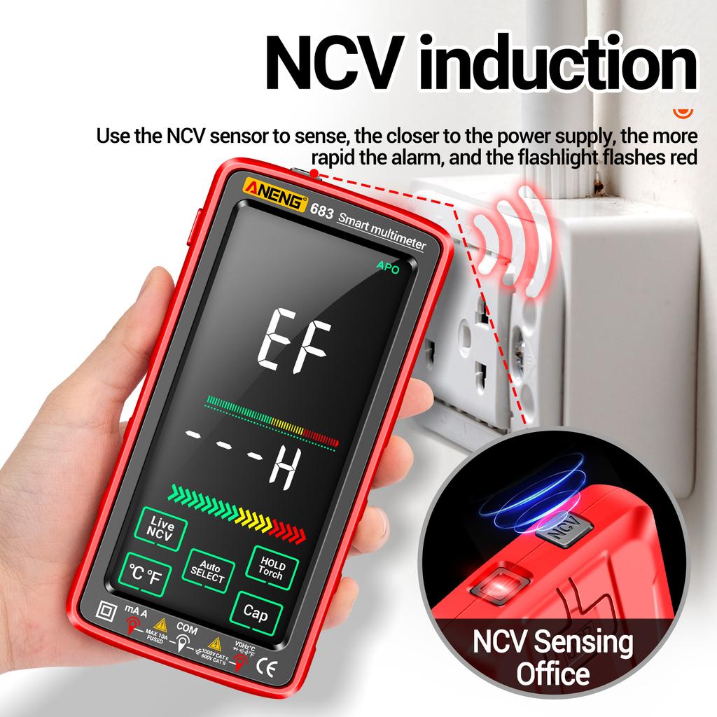 683 6000 Counts Large   Digital Multimeter Smart Anti-burn Rechargeable   Meter   Reverse Display NCV Tester with Flashlight