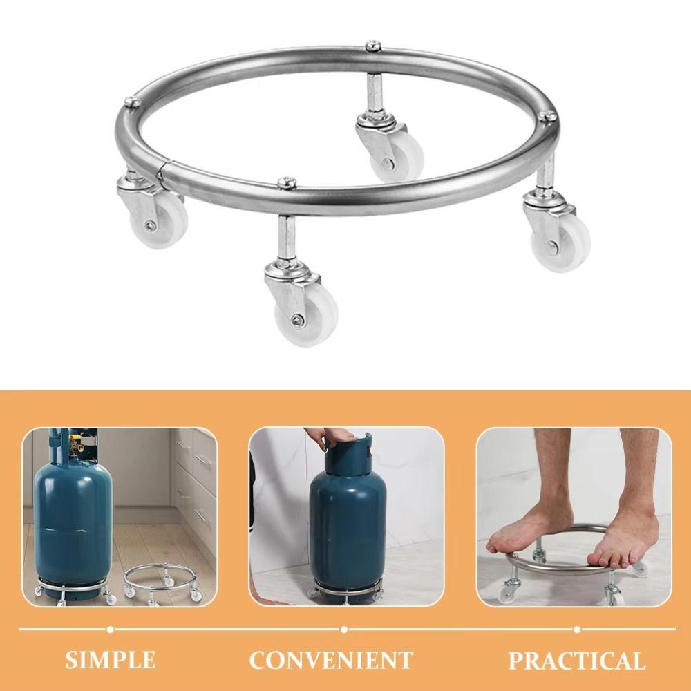 Moveable Wheels Cylinder Gas Bottle Mobile Bracket Gas Tank Bracket Outdoor Indoor