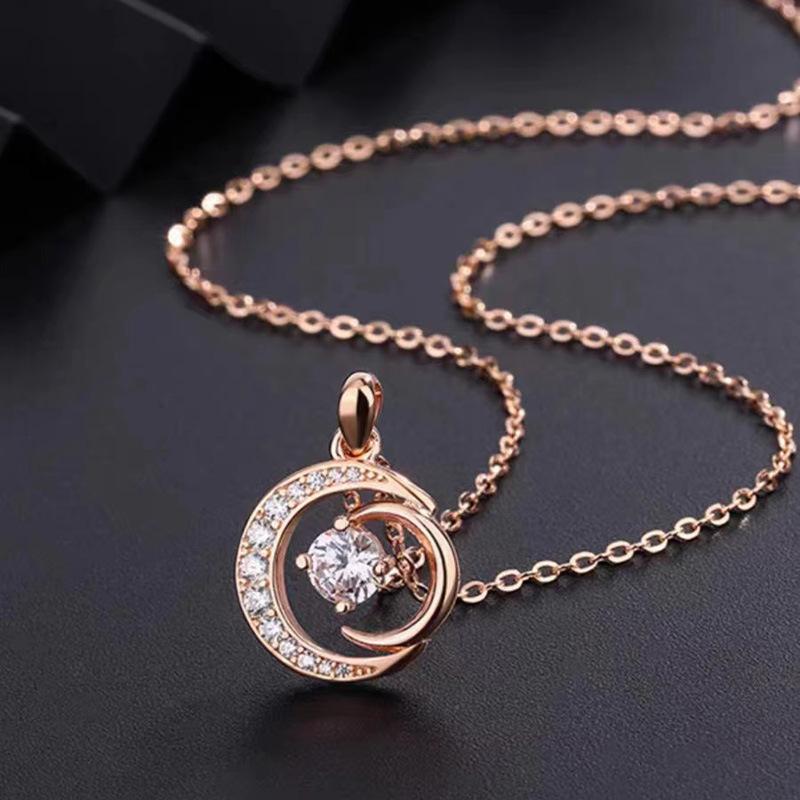 S925 Sterling Silver Moon Necklace for Women, Fashionable and Versatile, Light Luxury Niche Accessories