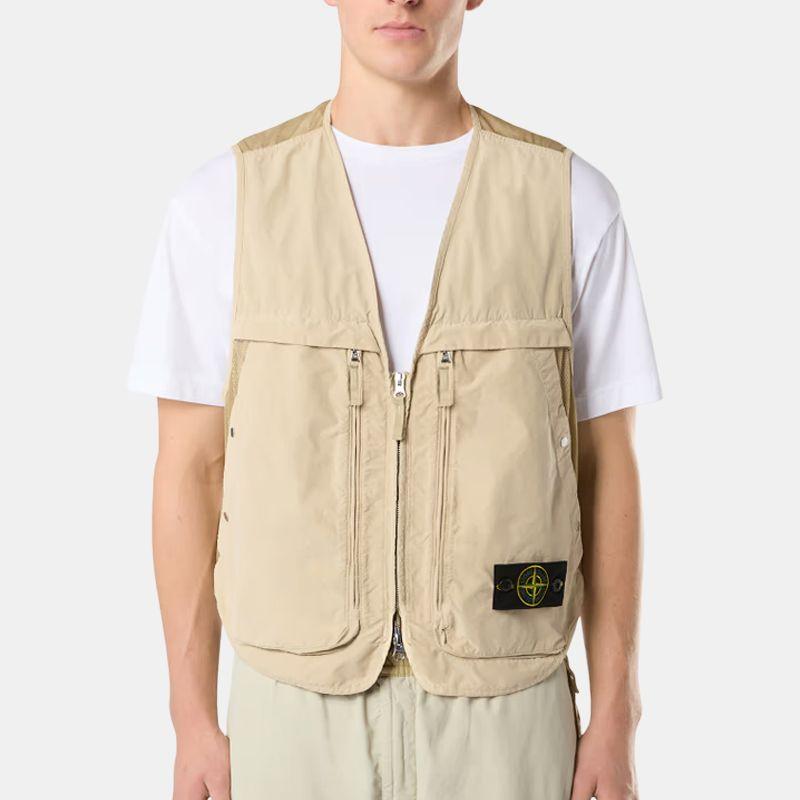 Stone Island FW24 Logo Letter Zip Casual Vest Unisex vest Off-White 8115G03M3-V0097