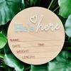 Birth Announcement Sign Wooden Baby Name Weight Length Date Time Plaque Nursery Photo Prop Keepsake Sign for Baby Shower Gift
