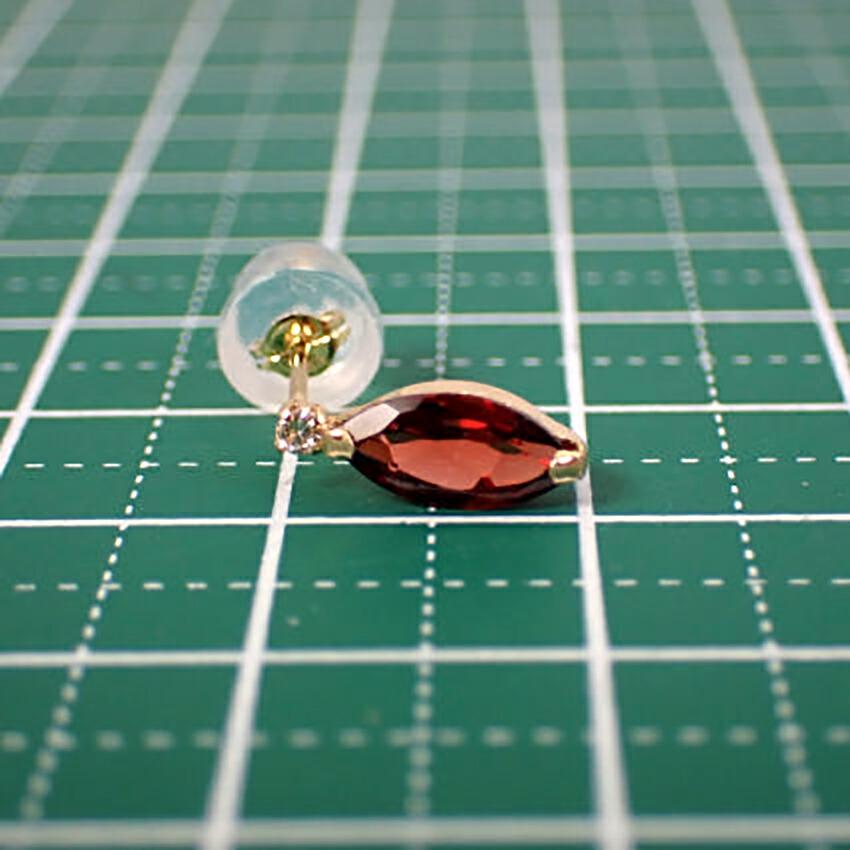 [New] K18 Rhodolite Garnet Diamond Marquise Earrings [i6-4]