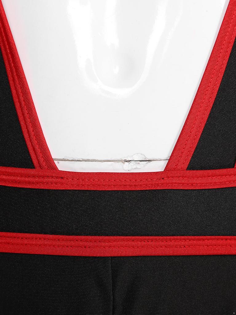 Mens Contrast Trim Chest Harness Jumpsuit Bulge Pouch Design One-Piece Bodysuit Jockstrap Underwear for Cosplay