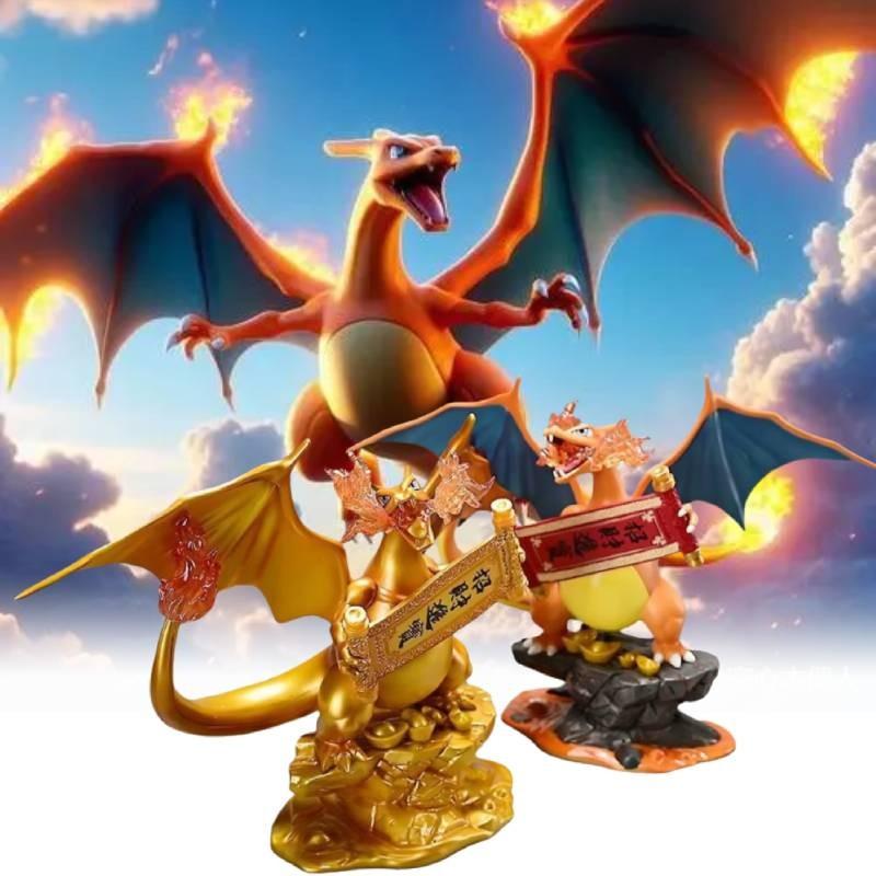 Premium 23cm Charizard Pvc Figure Unique Golden Color Design Eye-catching Home Decor