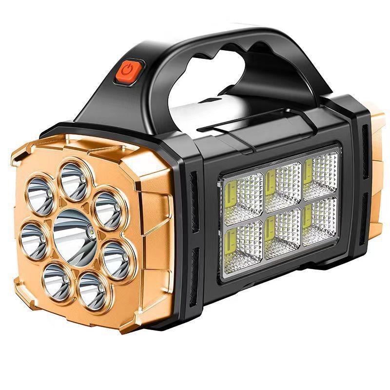 Powerful LED Flashlight, Outdoor Portable Searchlight, Torch Solar+USB Rechargeable Waterproof Power Bank Lights Hand Lamp