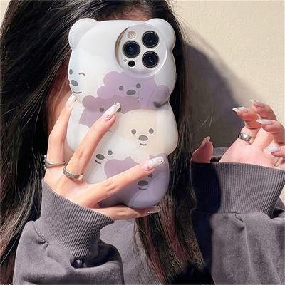 Ins Япония милый 3d мультфильм медведь цветок чехол для телефона для Iphone 13 12 11 Pro Xs Max X Xr мультфильм животных противоударная мягкая задняя крышка
