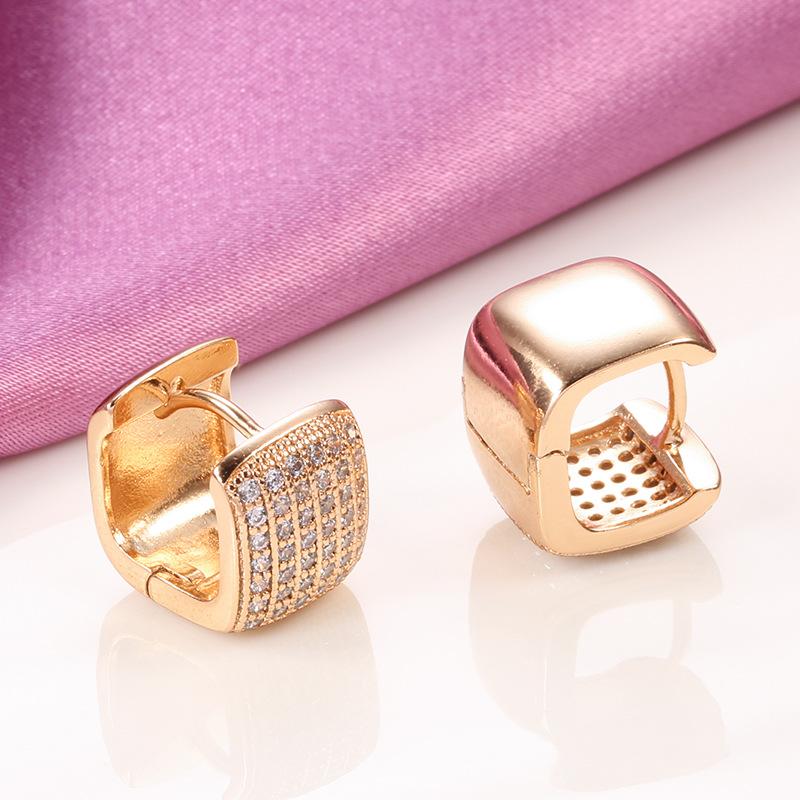 Luxury Zircon Hoop Earrings for Women Rose Gold Color Square Earring Trending Wedding Aesthetic Jewelry Gift