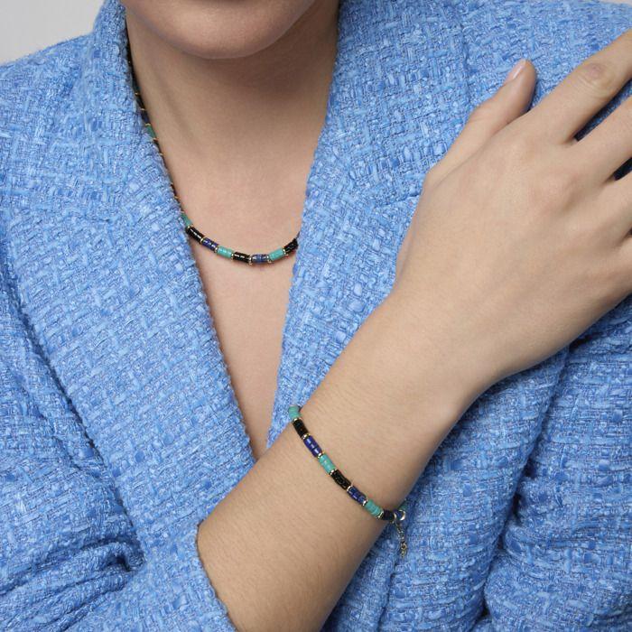 Bracelet - LUXENTER - Bathim - Argent 925 - finition or jaune 18k - Turquoise