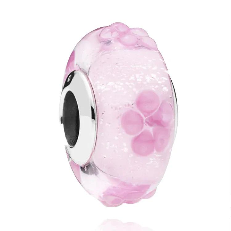 Новый Оригинальный Медный Шарм из Муранского Стекла Разноцветный Радужный Шарм Снежинки Звезды для Браслета Сделай Сам Женские Украшения