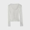 Футболка-кардиган с длинным рукавом и французским кружевом - женская весенняя коллекция