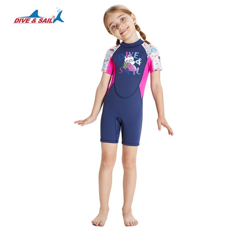 2.5mm Kids Wetsuit Short Sleeve Full Body Warm Neoprene Suit Snorkeling Swimming Beach Surfing