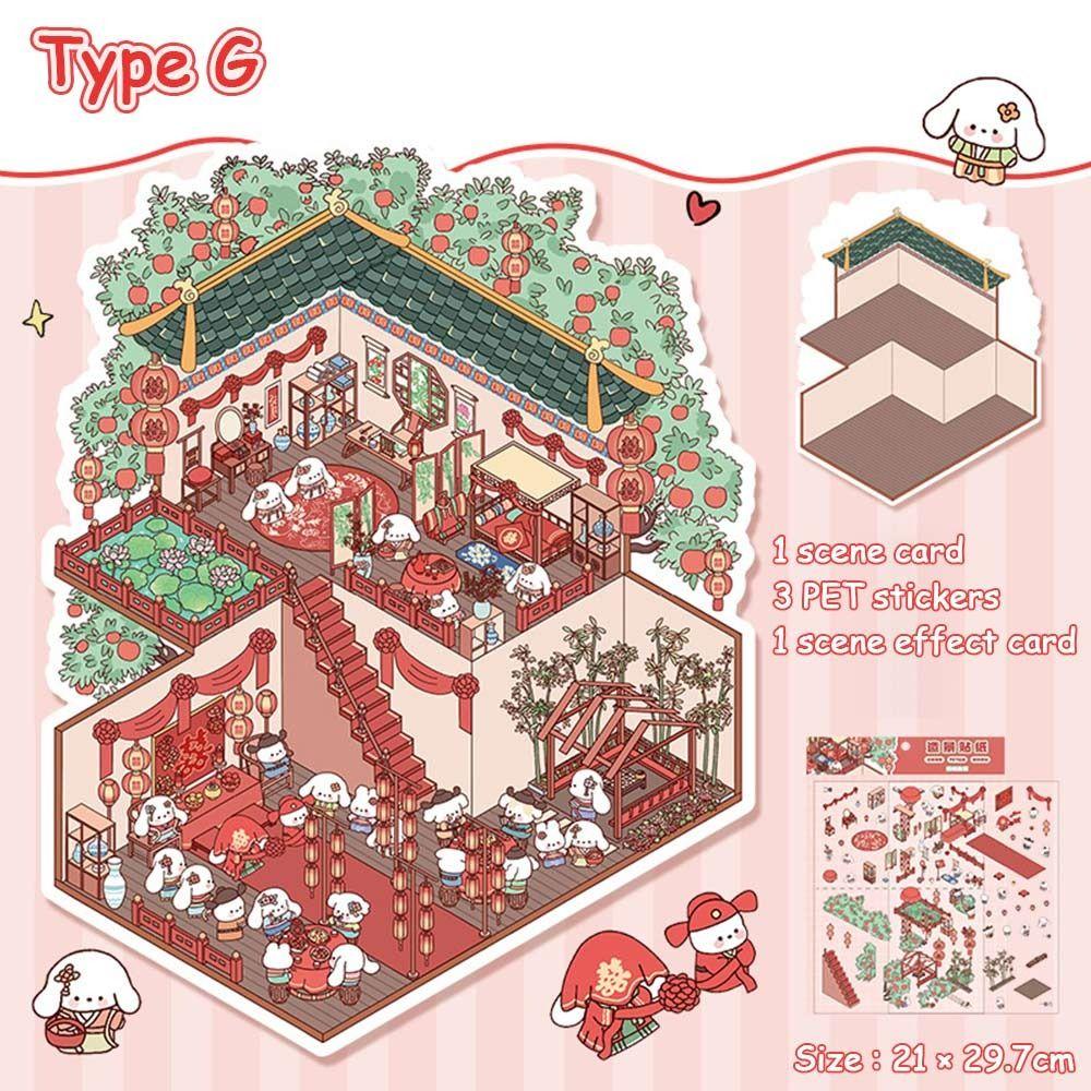 3D Стикеры с пейзажами DIY Визуальные складывающиеся стикеры Новая миниатюрная сцена 3D стикеры