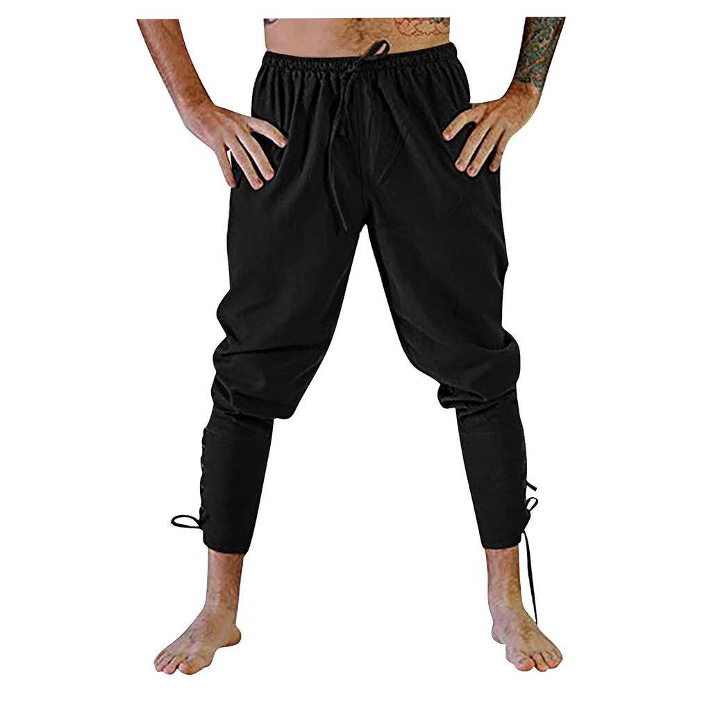 Summer Men's Medieval Stage Performance Casual Ankle Strap Pants