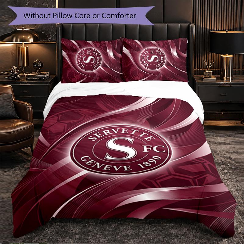 Servette FC Themed Bedding 3Pcs Duvet Cover Set Decorative Bed Linen For Teen Room Home Decoration