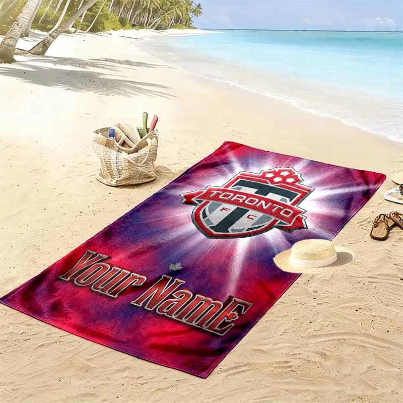 Name Custom Toronto FC Print Beach Towel, Large Soft Quick Dry Towel for Beach Camping Swimming