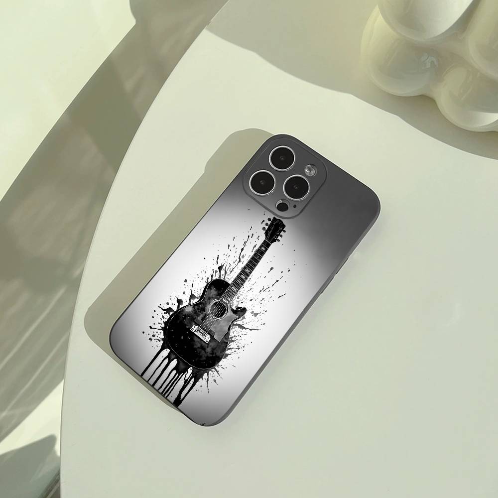 E-electric guita Phone Case For iPhone 17,16,15,14,13,12,11 Pro Max, Lightweight and practical Soft Black Cover