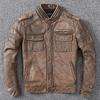 New Men Cowhide Coat Men 'S Genuine Leather Jacket Vintage Style Man Motorcycle Biker Leather Clothes