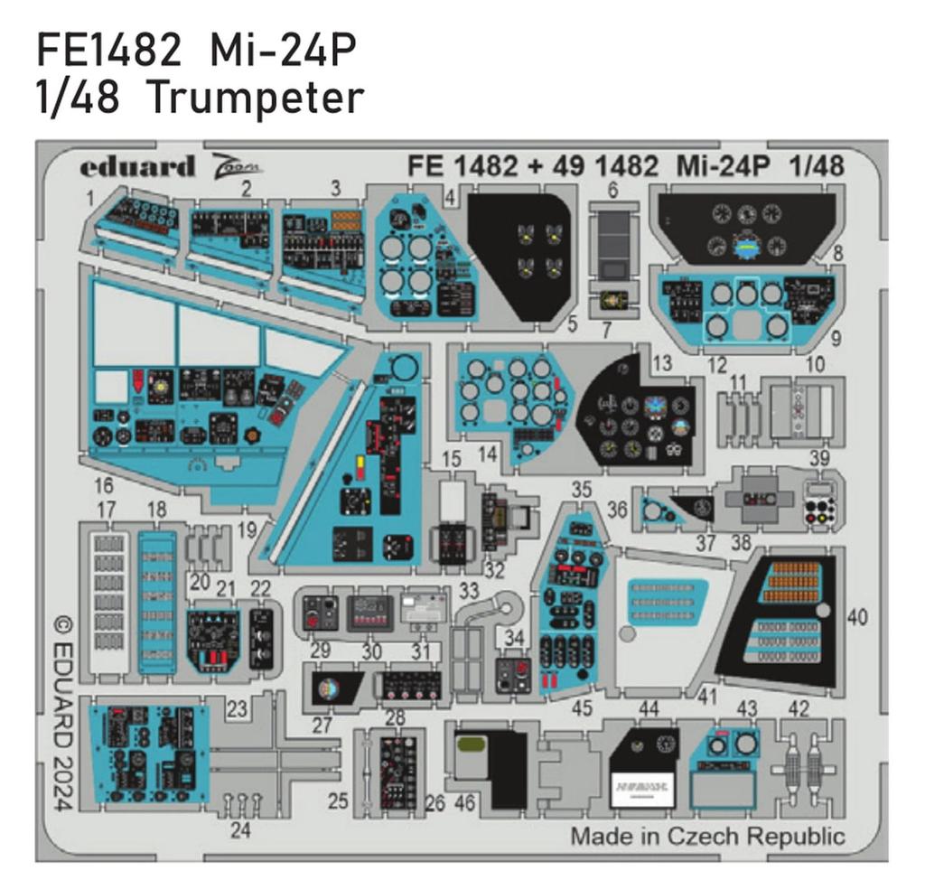 eduard Zoom Series Parts Plastic Model Parts EDUFE1482 1/48 Mi-24P Photo-Etched (for Trumpeter)