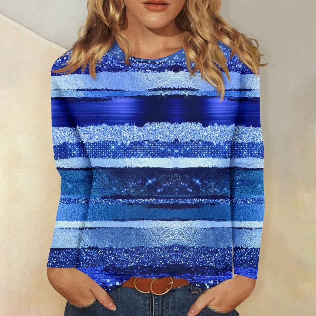 Long Sleeve Shirts For Women Cute Print Graphic Tees Blouses Casual Plus Size Basic Tops Pullover