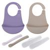 Daily Like Bonbon Silicone Bib 2p + Spoon 2p Set, Violet, Cocoa, 1 Set