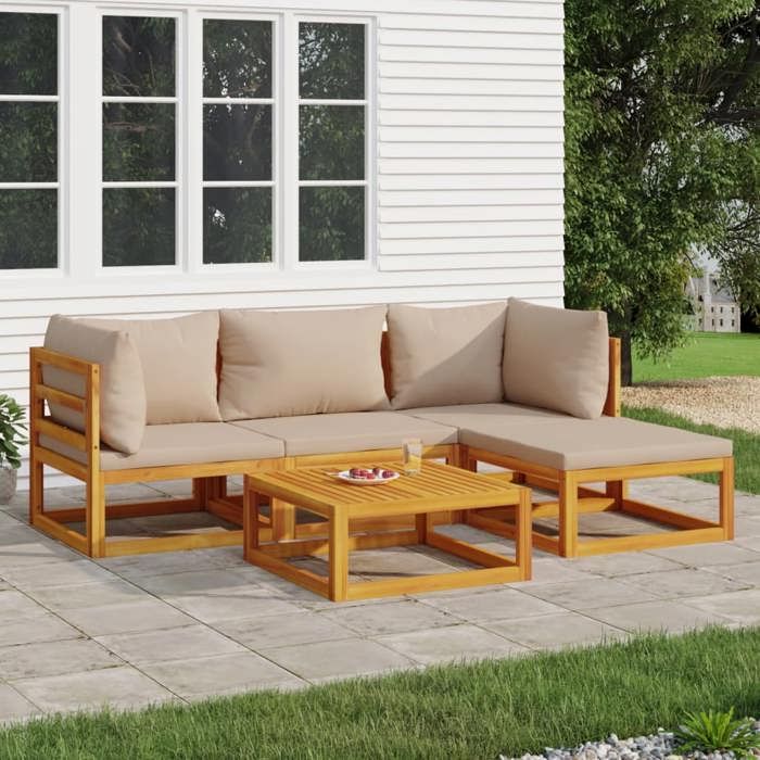 VidaXL Garden Lounge Set with Cushions 5 Pcs, Sofas with Backrest, Furniture Set with Coffee Table Patio Terrace, 3155248