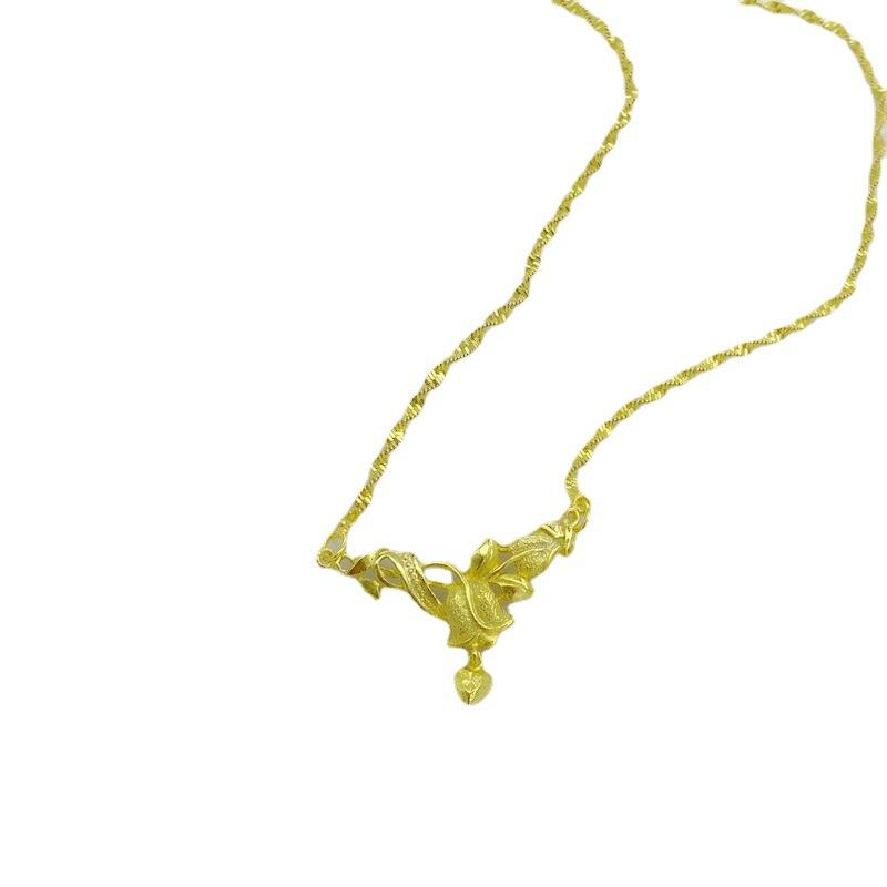 Ожерелье из песочного золота, комплект золотых украшений в виде монеты евро, цепочка, женское модное ожерелье из имитации золота с розой