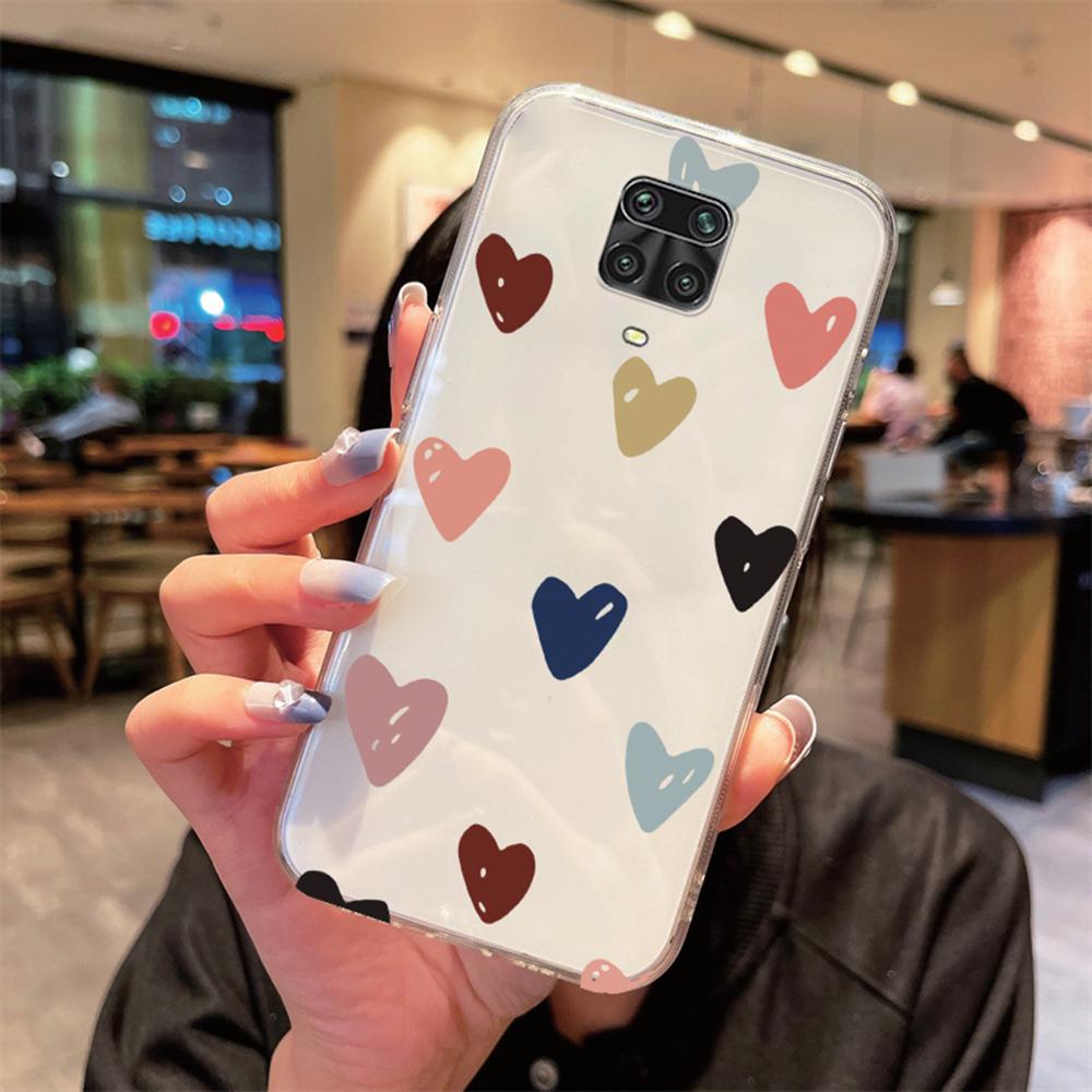 Прозрачный чехол для телефона в форме сердца для Xiaomi Redmi Note 8 9 9S Pro Max 8T 9A 9C 9T, прозрачный, не желтеющий, ударопрочный, женский