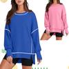 Women'S Oversized Sweatshirts Long Sleeve Crewneck Pullover  Fall Winter Trendy Side Zip Going Casual Fashion Women Pullover