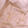 iF ME 7Pcs Fashion Pearl Butterfly Gold Necklaces Star Moon Chain Heart Pendant Necklace Jewelry Accessories